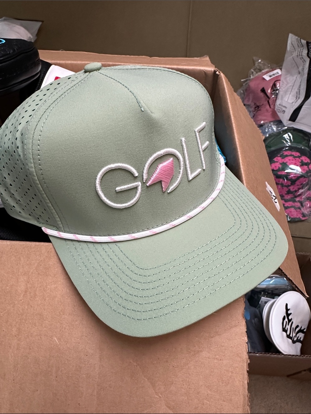 1764 Golf Green Cherry Blossom Performance Embroidered Snap Back Hat-New
